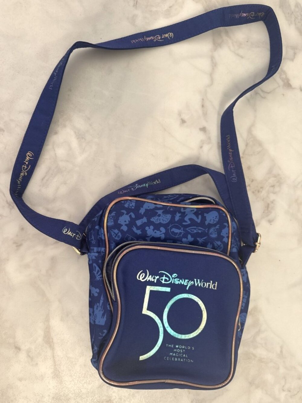 Walt Disney World 50th Anniversary Limited Edition Medium Crossbody Blue Bag